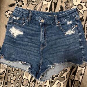 American Eagle Outfitters Blue Distressed Jean Shorts